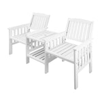 Wooden Garden Bench 2 Seat Chair & Table Outdoor Park Patio Furniture
