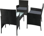 Outdoor Furniture Setting 4PCS Patio Garden Table Chairs Set Wicker Seat Black and Grey