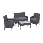 Outdoor Lounge Setting Garden Patio Furniture Wicker Chairs Table 4PCS
