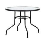 90cm Outdoor Dining Glass Table Round Patio Furniture Bistro Set