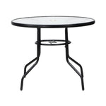 90cm Outdoor Dining Glass Table Round Patio Furniture Bistro Set