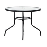 90cm Outdoor Dining Glass Table Round Patio Furniture Bistro Set