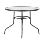 90cm Outdoor Dining Glass Table Round Patio Furniture Bistro Set