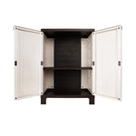 Outdoor Storage Cabinet Box Garden Garage Cupboard Adjustable Lockable Beige