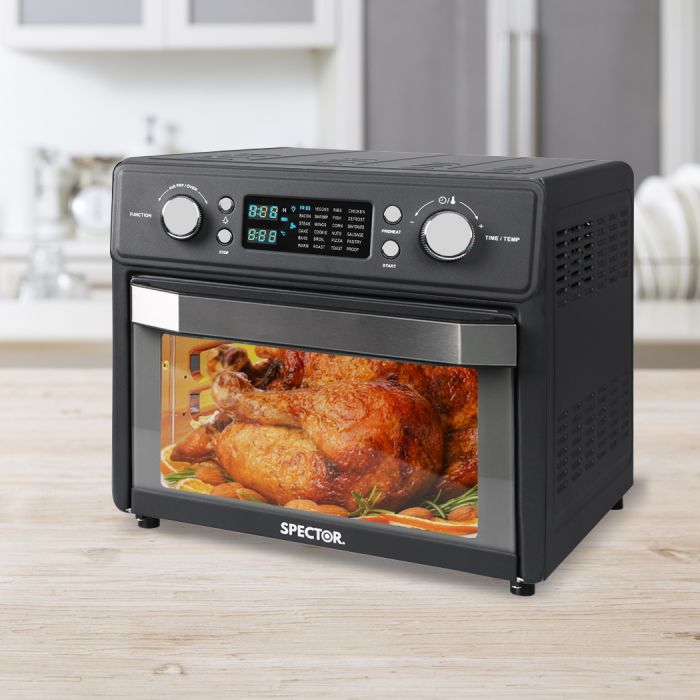 Electric Air Fryer 25L Oven Convection Healthy Free Accessories Silver/Black