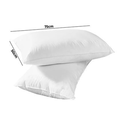Simple Deals Pillow Duck Feather Down Standard Pillows Cotton Cover - Twin Pack