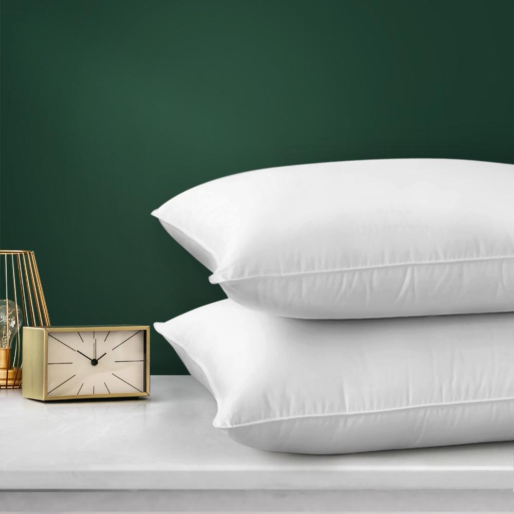 Simple Deals Pillow Goose Feather Down Standard Pillows Cotton Cover - Twin Pack