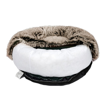 Cat Dog Donut Nest Calming Mat Soft Plush Kennel Coffee L