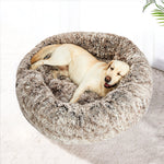 Cat Dog Donut Nest Calming Mat Soft Plush Kennel Coffee M