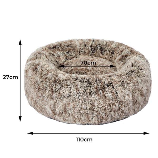 Cat Dog Donut Nest Calming Mat Soft Plush Kennel Coffee XL
