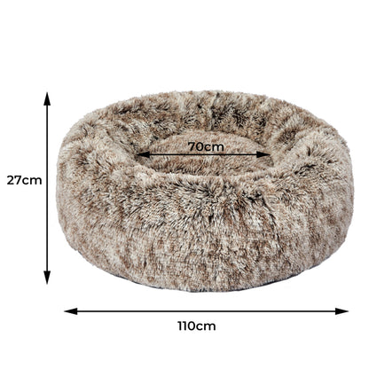 Cat Dog Donut Nest Calming Mat Soft Plush Kennel Coffee XL