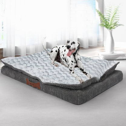 Dog Calming Bed Sleeping Kennel Soft Plush Comfy Memory Foam Mattress L/XL