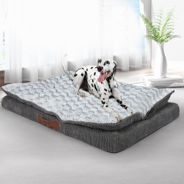  Dog Calming Bed Sleeping Kennel Soft Plush Comfy Memory Foam Mattress L/XL