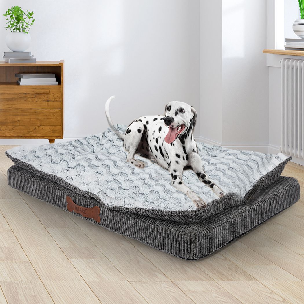 Dog Calming Bed Sleeping Kennel Soft Plush Comfy Memory Foam Mattress L/XL