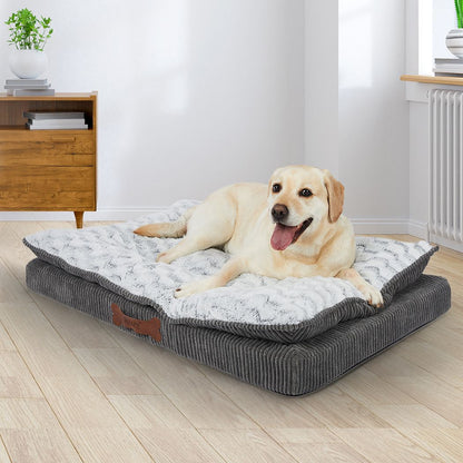 Dog Calming Bed Sleeping Kennel Soft Plush Comfy Memory Foam Mattress L/XL