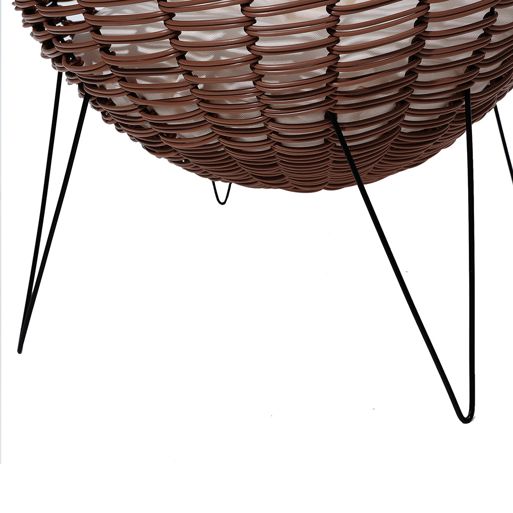 Rattan Pet Bed Elevated Cat Dog House Round Wicker Basket Kennel Egg Shape