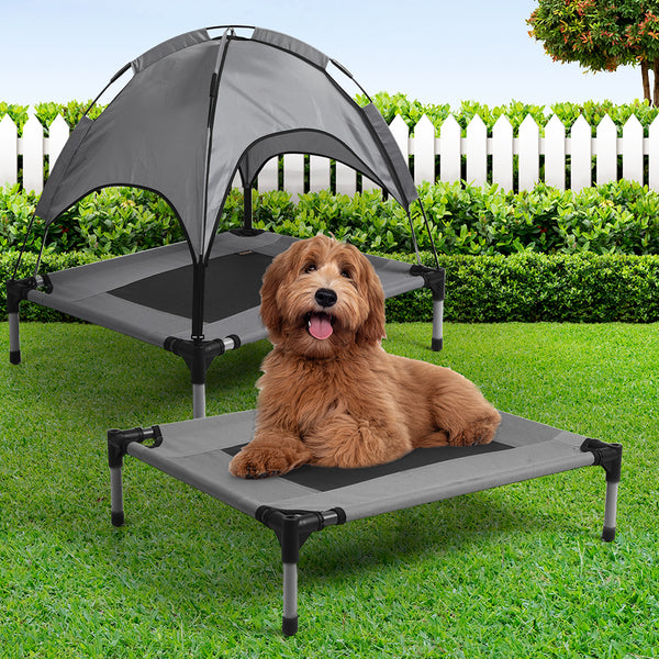  Pet Trampoline Bed Dog Cat Elevated Hammock With Canopy Raised Heavy Duty M