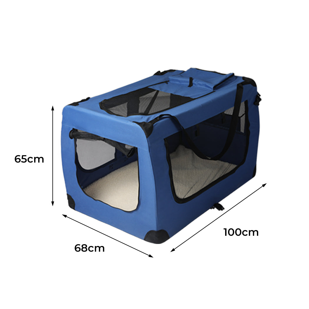 Pet Travel Carrier Kennel Folding Soft Sided Dog Crate For Car Cage Large L