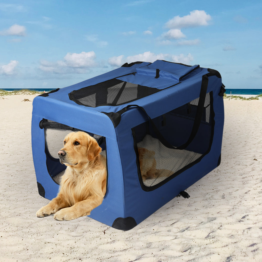Pet Travel Carrier Kennel Folding Soft Sided Dog Crate For Car Cage Large L
