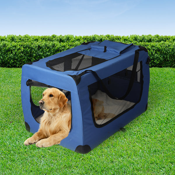  Pet Travel Carrier Kennel Folding Soft Sided Dog Crate For Car Cage Large Black L