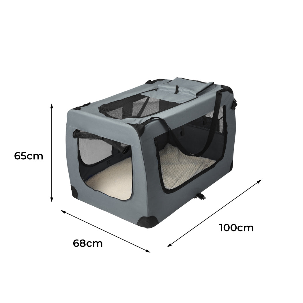 Pet Travel Carrier Kennel Folding Soft Sided Dog Crate For Car Cage Large L