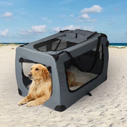 Pet Travel Carrier Kennel Folding Soft Sided Dog Crate For Car Cage Large L