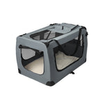 Pet Travel Carrier Kennel Folding Soft Sided Dog Crate For Car Cage Large Grey L