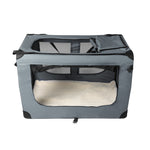 Pet Travel Carrier Kennel Folding Soft Sided Dog Crate For Car Cage Large Grey M