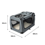 Pet Travel Carrier Kennel Folding Soft Sided Dog Crate For Car Cage Large Grey M