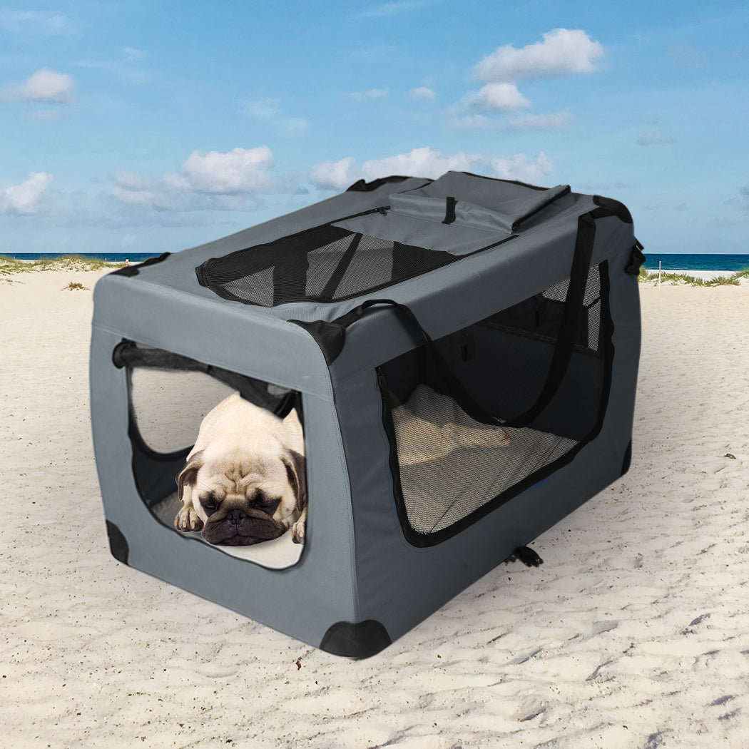 Pet Travel Carrier Kennel Folding Soft Sided Dog Crate For Car Cage Large M