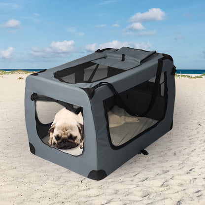 Pet Travel Carrier Kennel Folding Soft Sided Dog Crate For Car Cage Large M