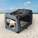 Pet Travel Carrier Kennel Folding Soft Sided Dog Crate For Car Cage Large Grey M