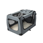 Pet Travel Carrier Kennel Folding Soft Sided Dog Crate For Car Cage Large Grey M