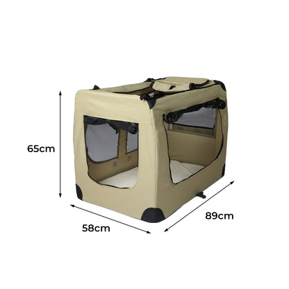 Pet Travel Carrier Kennel Folding Soft Sided Dog Crate For Car Cage Large M
