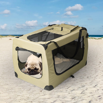 Pet Travel Carrier Kennel Folding Soft Sided Dog Crate For Car Cage Large M