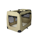 Pet Travel Carrier Kennel Folding Soft Sided Dog Crate For Car Cage Large Khaki M