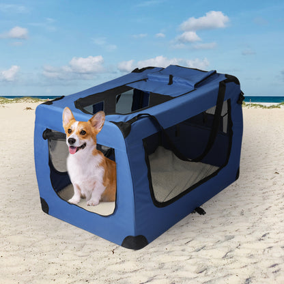 Pet Travel Carrier Kennel Folding Soft Sided Dog Crate For Car Cage Large S