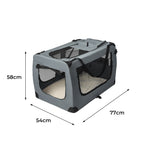 Pet Travel Carrier Kennel Folding Soft Sided Dog Crate For Car Cage Large Grey S