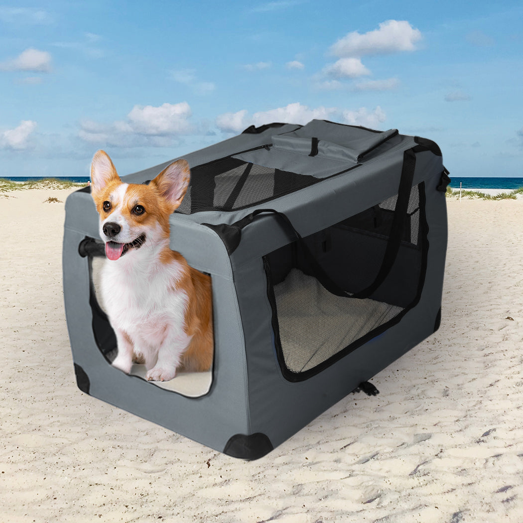 Pet Travel Carrier Kennel Folding Soft Sided Dog Crate For Car Cage Large S
