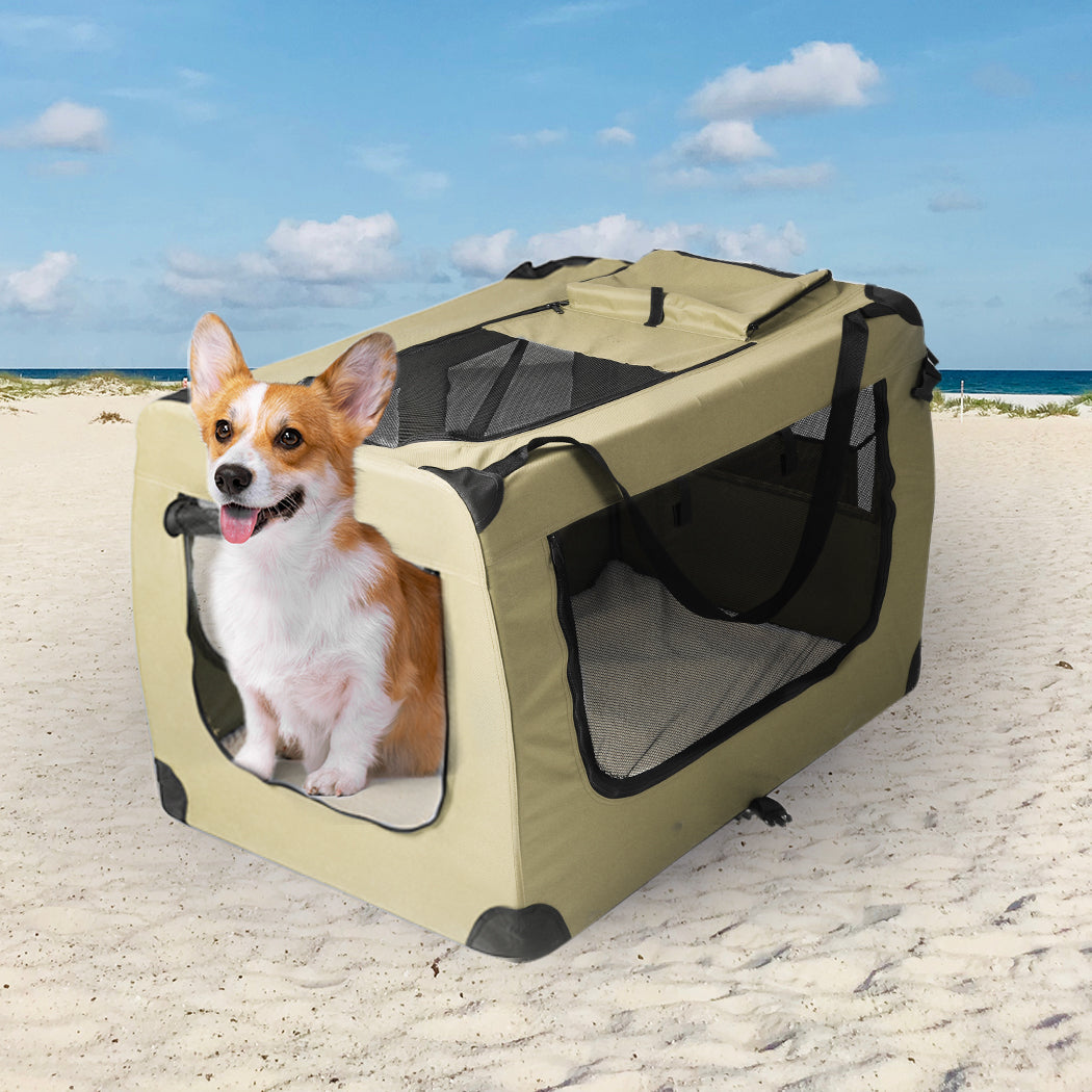 Pet Travel Carrier Kennel Folding Soft Sided Dog Crate For Car Cage Large S