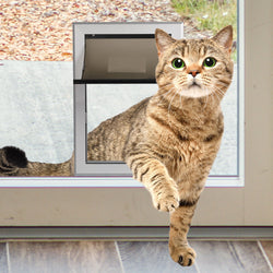 Aluminium Pet Access Door Dog Cat Dual Flexi Flap For Wooden Wall S