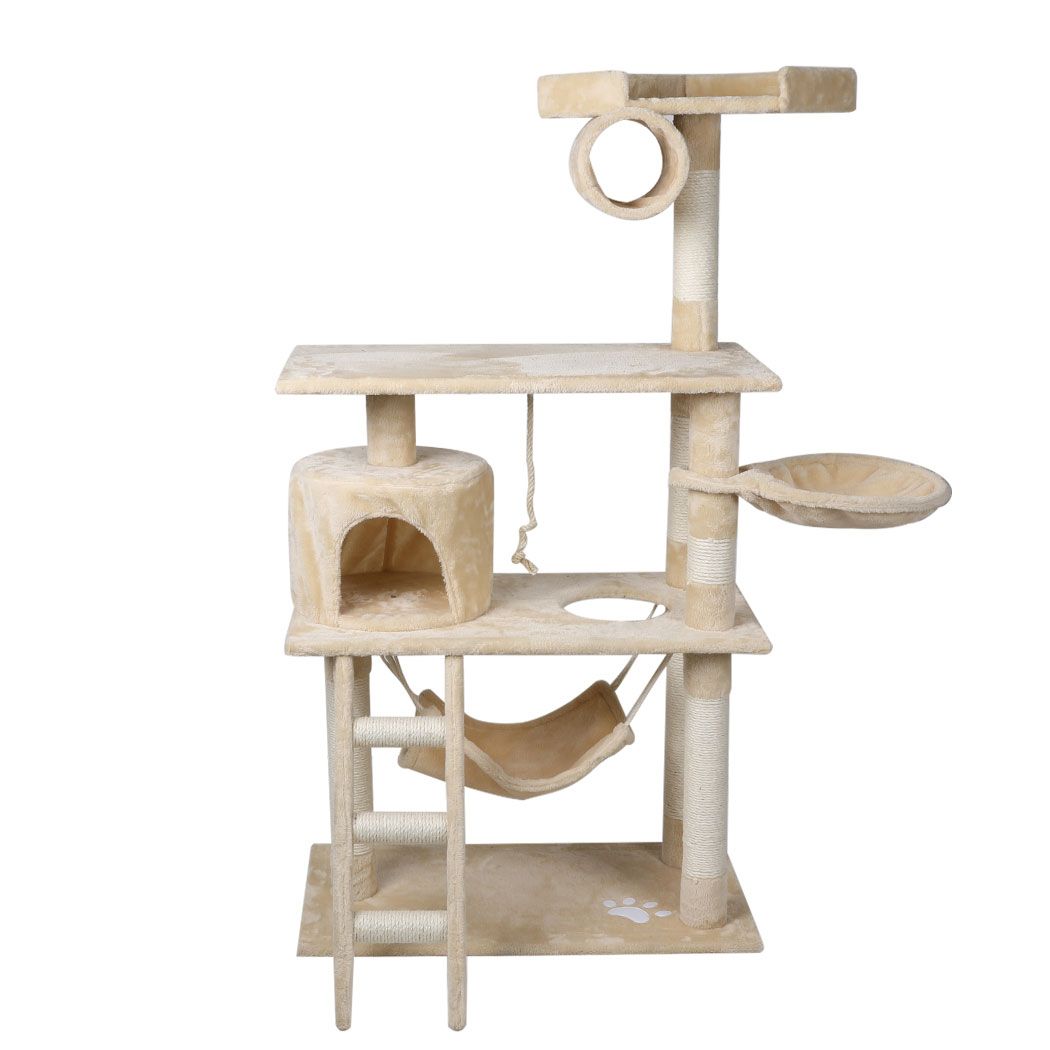 Cat Tree Pet Scratcher Condo Tower Scratching Post Furniture 160cm Grey/ Cream