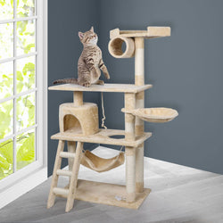 Cat Tree Pet Scratcher Condo Tower Scratching Post Furniture 160cm Grey/ Cream
