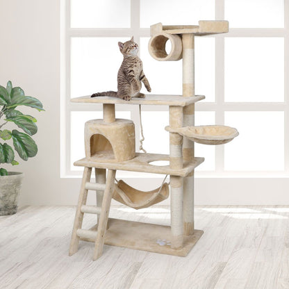 Cat Tree Pet Scratcher Condo Tower Scratching Post Furniture 160cm Grey/ Cream