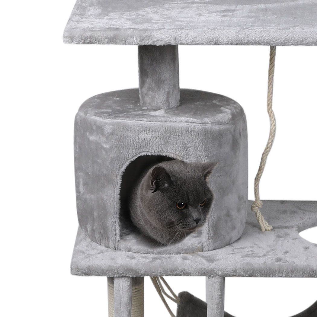 Cat Tree Pet Scratcher Condo Tower Scratching Post Furniture 160cm Grey/ Cream