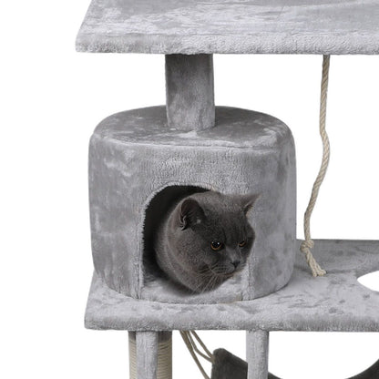 Cat Tree Pet Scratcher Condo Tower Scratching Post Furniture 160cm Grey/ Cream