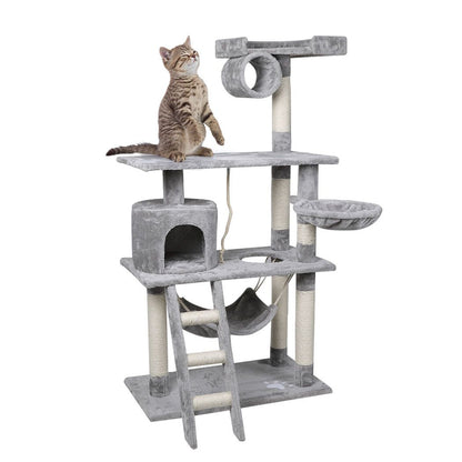 Cat Tree Pet Scratcher Condo Tower Scratching Post Furniture 160cm Grey/ Cream
