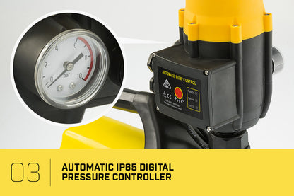 1200w Weatherised stainless auto water pump - Yellow