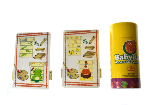 2 X Colouring Wooden Jacob's Ladder with 12 Colours Washable Markers