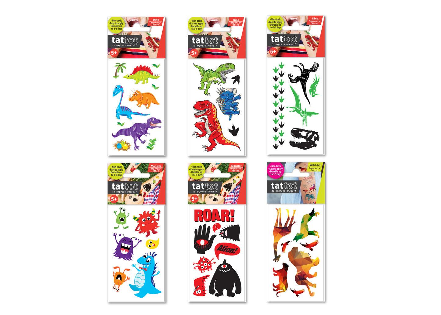 Price for 6 Assorted Temporary Tattoo Dinosaur & Monster